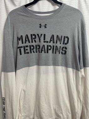Under Armour Men's Maryland Terrapins Long Sleeve Shirt - Gray & White